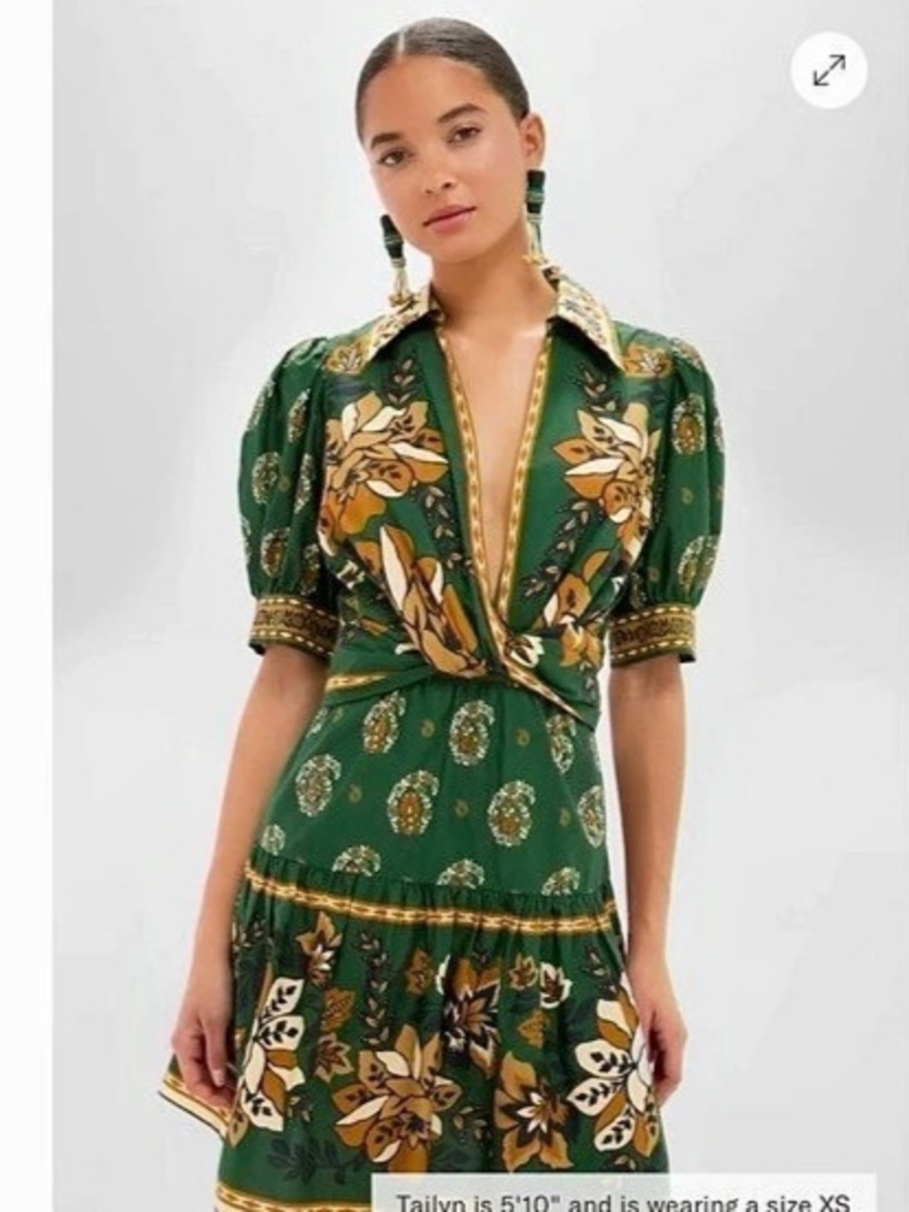 FARM Rio Ayla Green Mini Dress in Green & Yellow XS